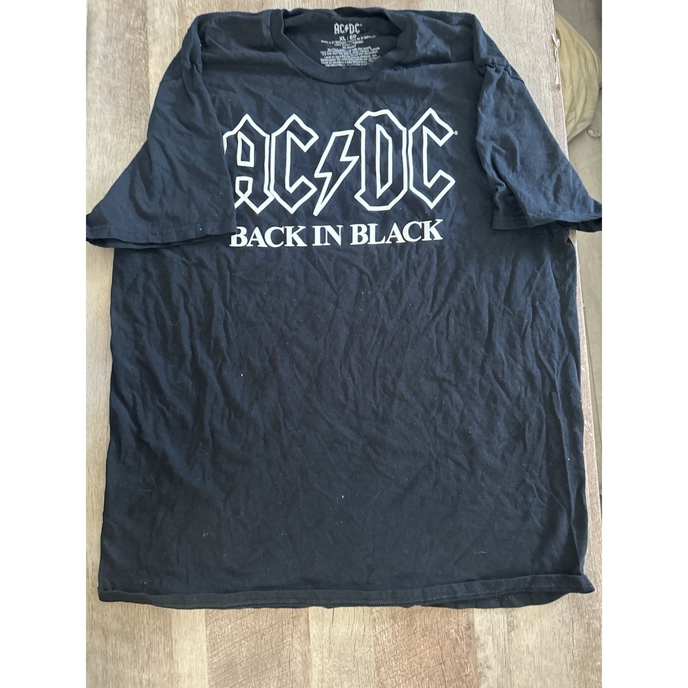 AC/DC Back In Black T shirt BLACK  album cover LOGO Size XL